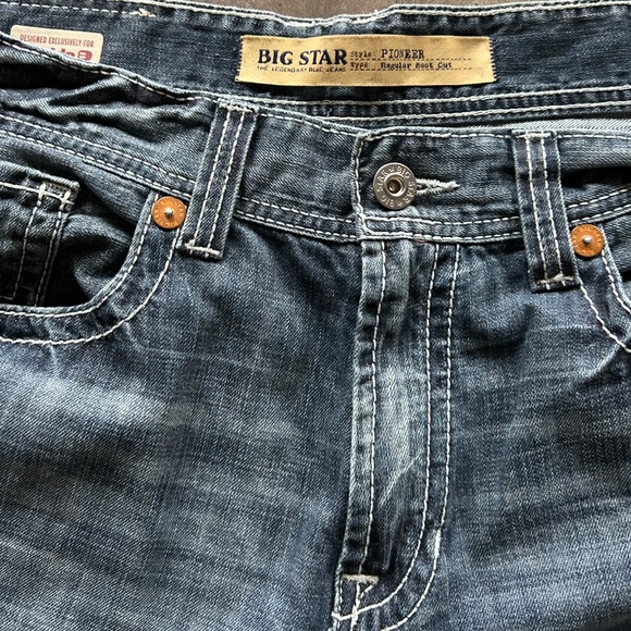 Men's Big Star Pioneer Regular Boot Cut Stone Wash Jeans - Picture 4 of 5